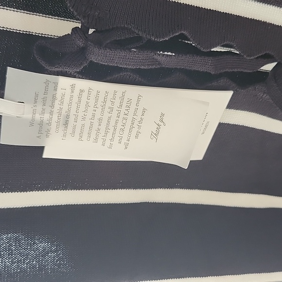 Black & White Striped Sleeveless Tie Front Top, Xl - Picture 4 of 9